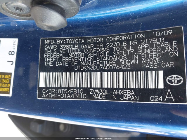 Продаж на аукціоні авто 2010 Toyota Prius Ii, vin: JTDKN3DU7A0076423, номер лоту: 45226191
