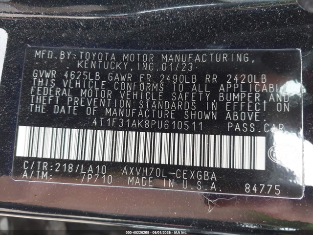 Aukcja sprzedaży 2023 Toyota Camry Xle Hybrid, vin: 4T1F31AK8PU610511, numer aukcji: 45226205