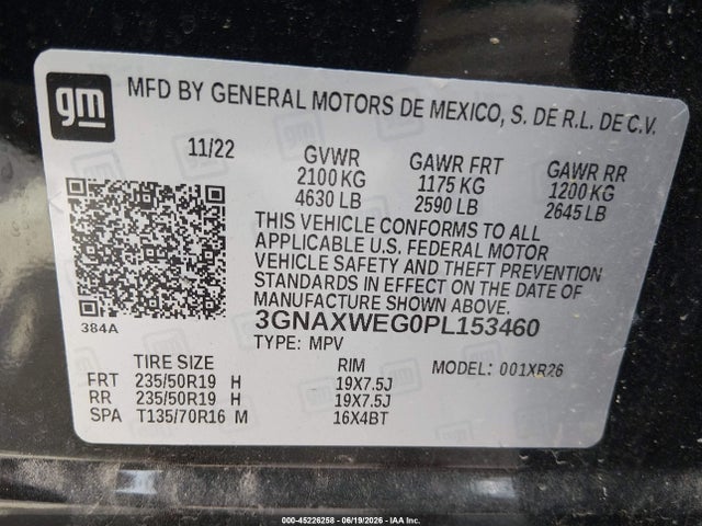 Chevrolet Equinox Awd Rs 2023 3GNAXWEG0PL153460 Image 9