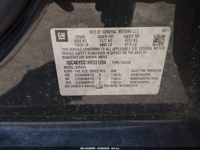 Aukcja sprzedaży 2017 Chevrolet Silverado 3500hd Wt, vin: 1GC4KYCG1HF221294, numer aukcji: 45226277