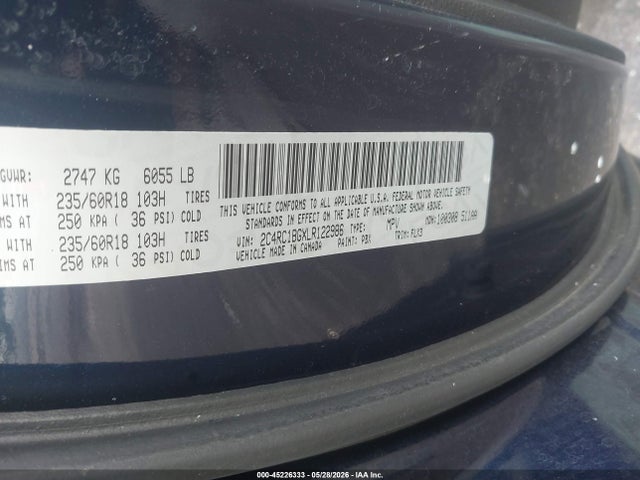 45226333 :رقم المزاد ، 2C4RC1BGXLR122986 vin ، 2020 Chrysler Pacifica Touring L مزاد بيع