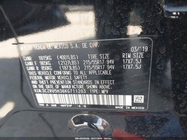Honda HR-V LX 2019 3CZRU5H36KG711203 Image 9