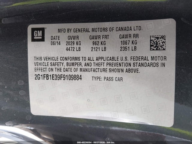 Chevrolet Camaro 2ls 2015 2G1FB1E39F9109884 Image 9