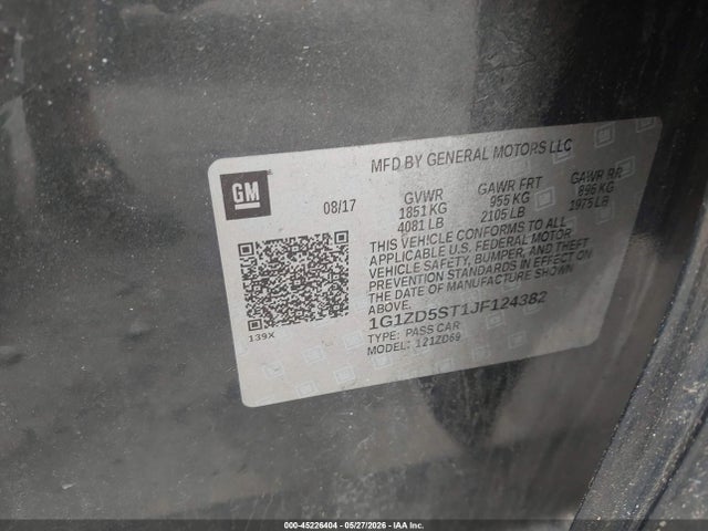 Продаж на аукціоні авто 2018 Chevrolet Malibu Lt, vin: 1G1ZD5ST1JF124382, номер лоту: 45226404