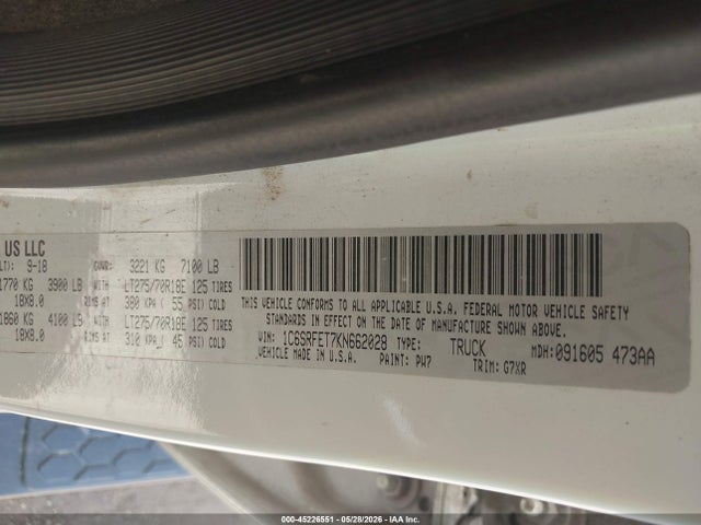 Продажа на аукционе авто 2019 Ram 1500 Rebel  4x4 6'4 Box, vin: 1C6SRFET7KN662028, номер лота: 45226551