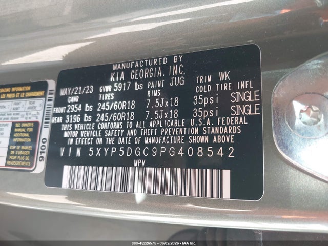 5XYP5DGC9PG408542 KIA Telluride Sx Prestige X-pro