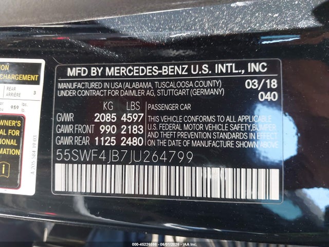 55SWF4JB7JU264799 Mercedes-Benz C 300