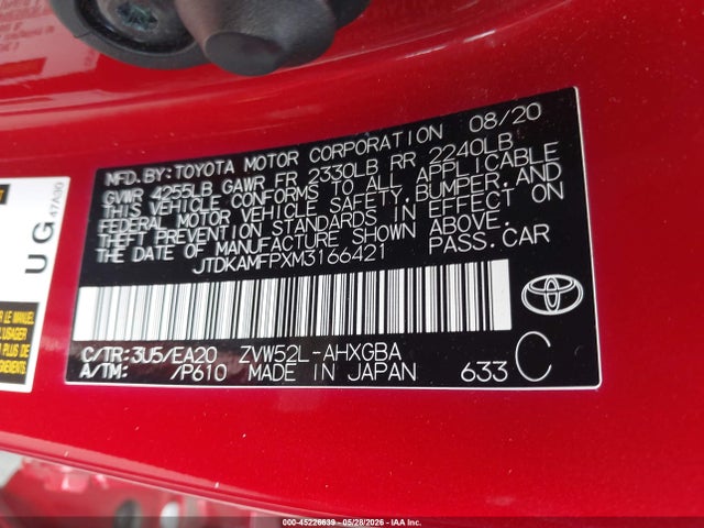 Aukcja sprzedaży 2021 Toyota Prius Prime Limited, vin: JTDKAMFPXM3166421, numer aukcji: 45226639