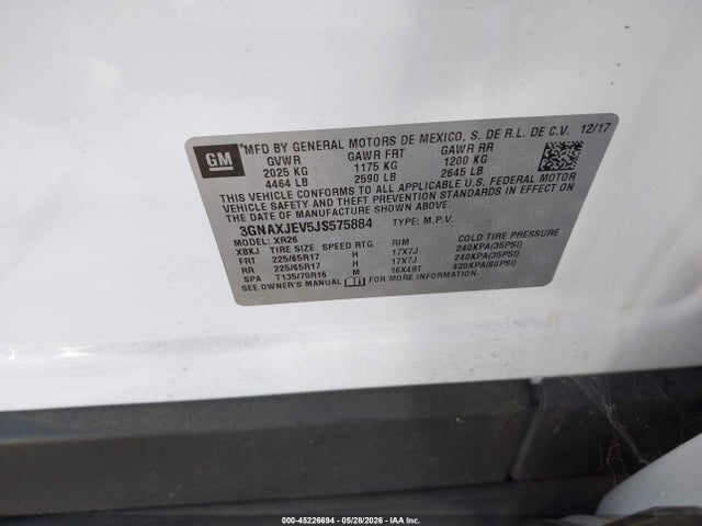 3GNAXJEV5JS575884 Chevrolet EQUINOX LT