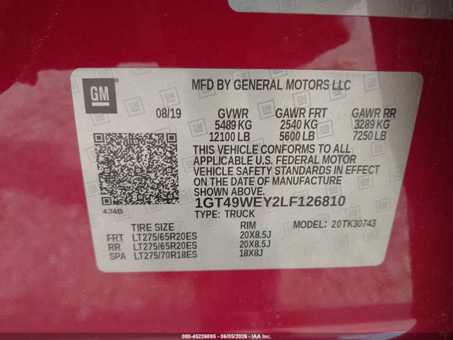 1GT49WEY2LF126810 GMC Sierra 3500hd 4wd Standard Bed Denali