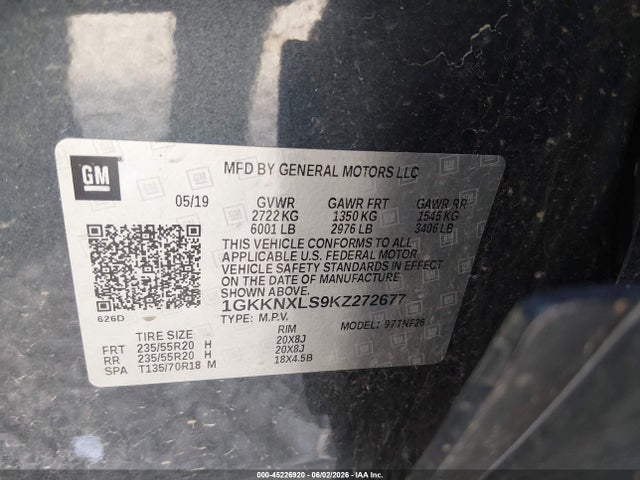 Aukcja sprzedaży 2019 Gmc Acadia Denali, vin: 1GKKNXLS9KZ272677, numer aukcji: 45226920