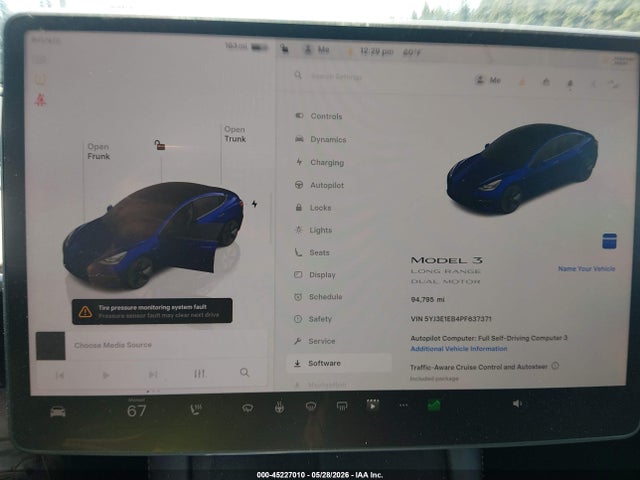 Aukcja sprzedaży 2023 Tesla Model 3 Long Range Dual Motor All-wheel Drive, vin: 5YJ3E1EB4PF637371, numer aukcji: 45227010