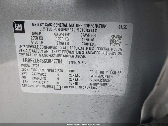 Продажа на аукционе авто 2025 Buick Envision Sport Touring Awd, vin: LRBFZLE46SD047704, номер лота: 45227063