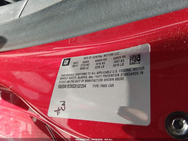 Продаж на аукціоні авто 2012 Cadillac Cts Standard, vin: 1G6DA1E3XC0103294, номер лоту: 45227102