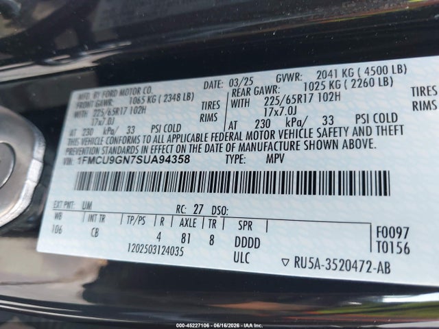 Ford Escape Active 2025 1FMCU9GN7SUA94358 Image 9