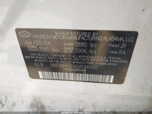 Aukcja sprzedaży 2014 Hyundai Elantra Se, vin: 5NPDH4AEXEH526660, numer aukcji: 45227141