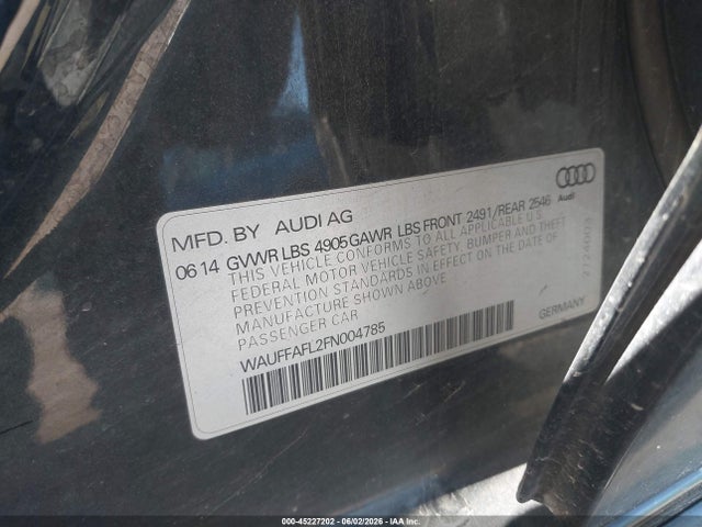 Продаж на аукціоні авто 2015 Audi A4 2.0t Premium, vin: WAUFFAFL2FN004785, номер лоту: 45227202