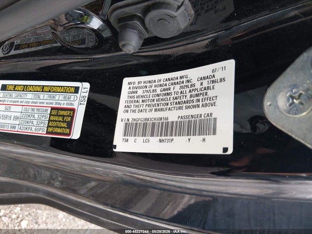Aukcja sprzedaży 2012 Honda Civic Ex, vin: 2HGFG3B83CH508166, numer aukcji: 45227244