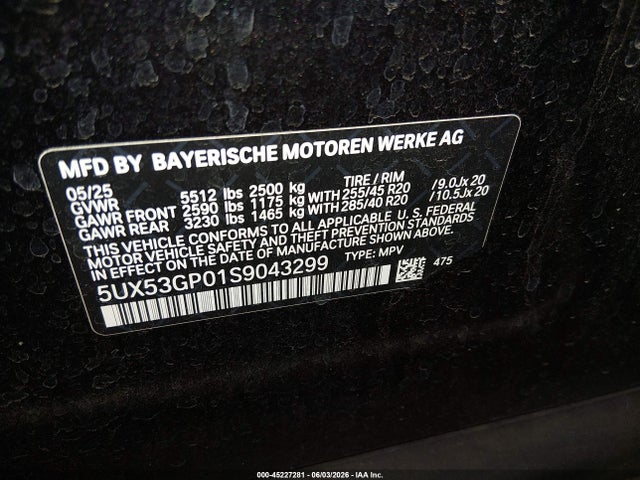 5UX53GP01S9043299 BMW X3 30 Xdrive