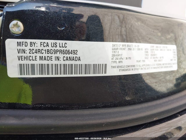 Продаж на аукціоні авто 2023 Chrysler Pacifica Touring L, vin: 2C4RC1BG9PR606492, номер лоту: 45227300