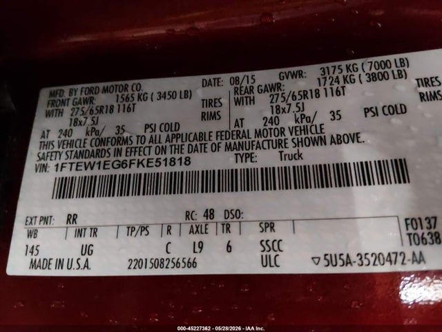Ford F-150 Xlt 2015 1FTEW1EG6FKE51818 Image 9