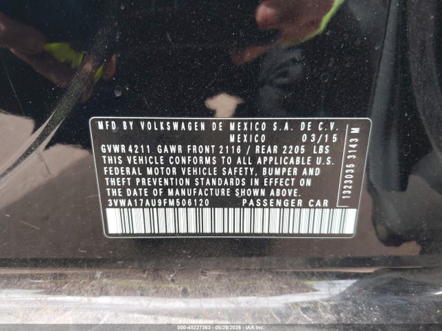Aukcja sprzedaży 2015 Volkswagen Golf Sportwagen Tsi S 4-door, vin: 3VWA17AU9FM506120, numer aukcji: 45227363