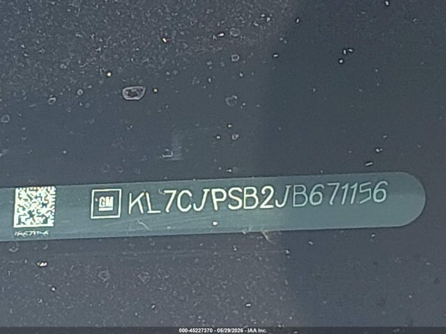 Продаж на аукціоні авто 2018 Chevrolet Trax Lt, vin: KL7CJPSB2JB671156, номер лоту: 45227370
