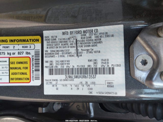 3LN6L5MU4JR613537 Lincoln Mkz Hybrid Reserve
