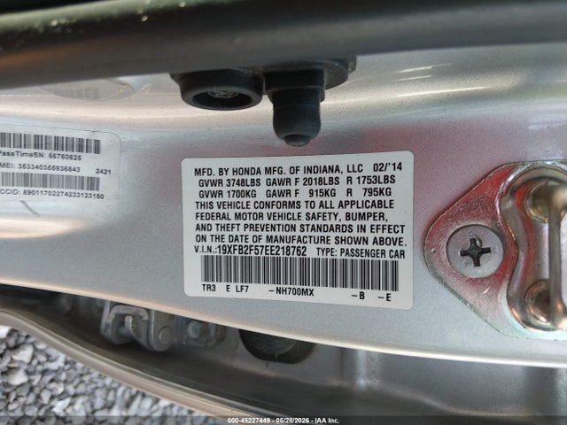 Honda Civic Lx 2014 19XFB2F57EE218762 Image 9