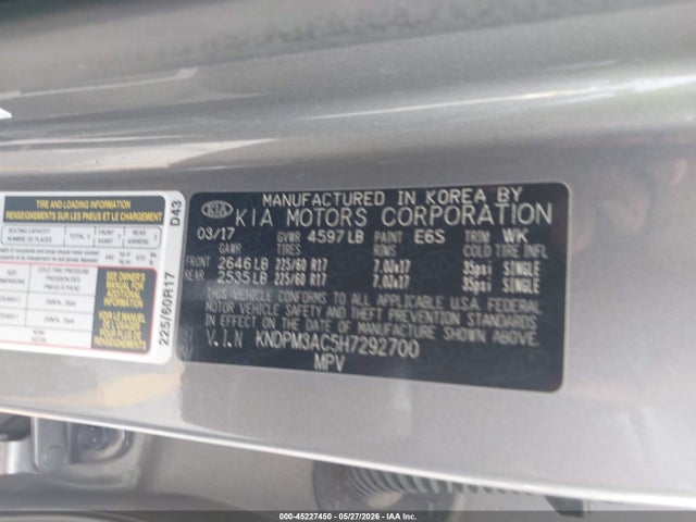 KNDPM3AC5H7292700 KIA Sportage Lx