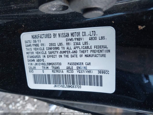 Продаж на аукціоні авто 2011 Infiniti G37x, vin: JN1CV6EL5BM263720, номер лоту: 45227454