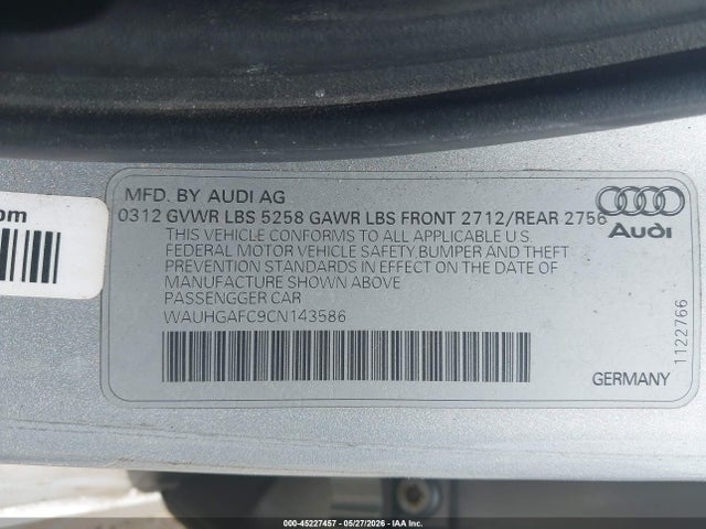 Aukcja sprzedaży 2012 Audi A6 3.0 Premium, vin: WAUHGAFC9CN143586, numer aukcji: 45227457