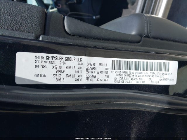 2014 Jeep Grand Cherokee Summit მანქანა იყიდება აუქციონზე, vin: 1C4RJFJM1EC417495, აუქციონის ნომერი: 45227493