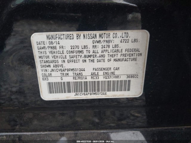 Aukcja sprzedaży 2015 Infiniti Q40, vin: JN1CV6AP9FM501244, numer aukcji: 45227530