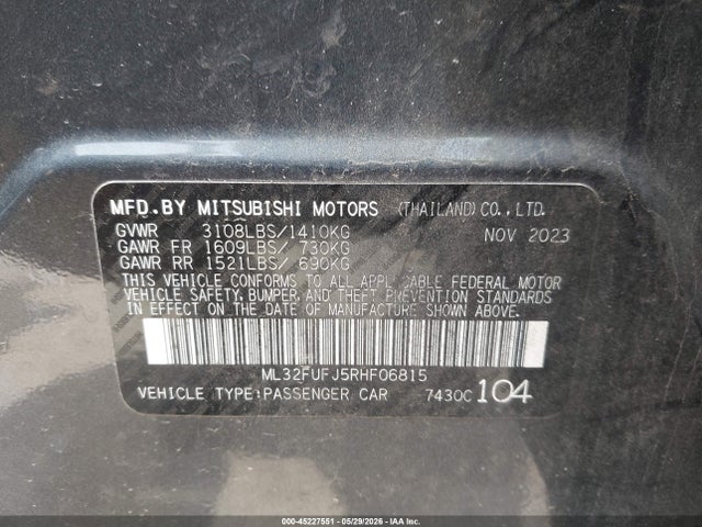 Продаж на аукціоні авто 2024 Mitsubishi Mirage G4 Es, vin: ML32FUFJ5RHF06815, номер лоту: 45227551