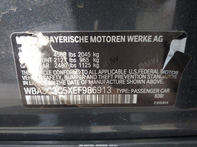 2014 Bmw 320i Xdrive მანქანა იყიდება აუქციონზე, vin: WBA3C3C5XEF986913, აუქციონის ნომერი: 45227563