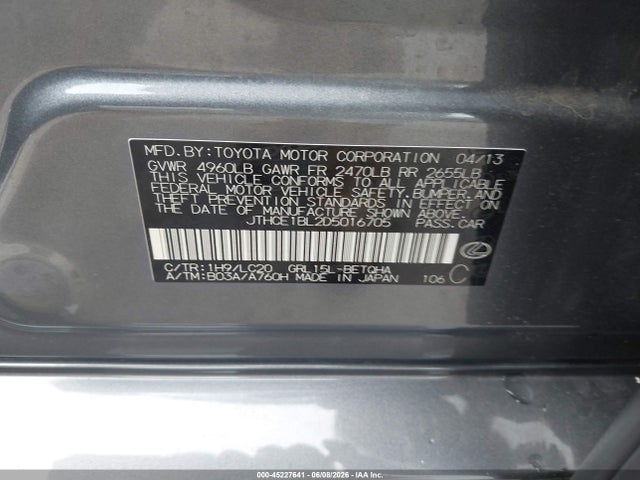 2013 Lexus Gs 350 მანქანა იყიდება აუქციონზე, vin: JTHCE1BL2D5016705, აუქციონის ნომერი: 45227641