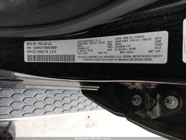 Продаж на аукціоні авто 2022 Ram 1500 Lone Star  4x2 5'7 Box, vin: 1C6RREFT6NN104991, номер лоту: 45227642