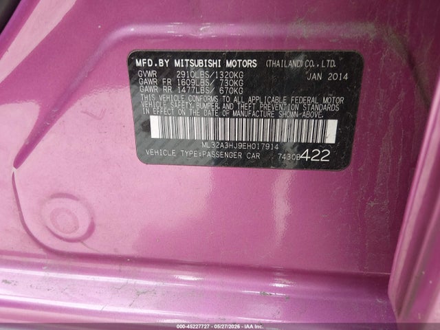 Продажа на аукционе авто 2014 Mitsubishi Mirage De, vin: ML32A3HJ9EH017914, номер лота: 45227727