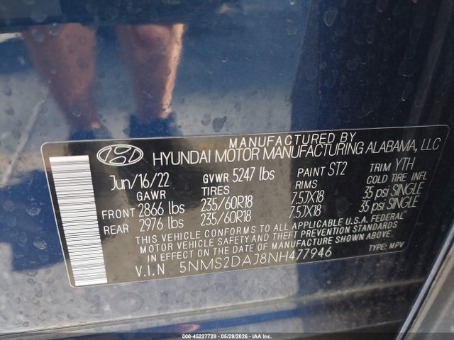 Hyundai Santa Fe Sel 2022 5NMS2DAJ8NH477946 Image 9