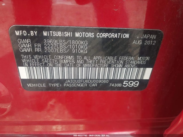 Продаж на аукціоні авто 2013 Mitsubishi Lancer Es, vin: JA32U2FU6DU009060, номер лоту: 45227763