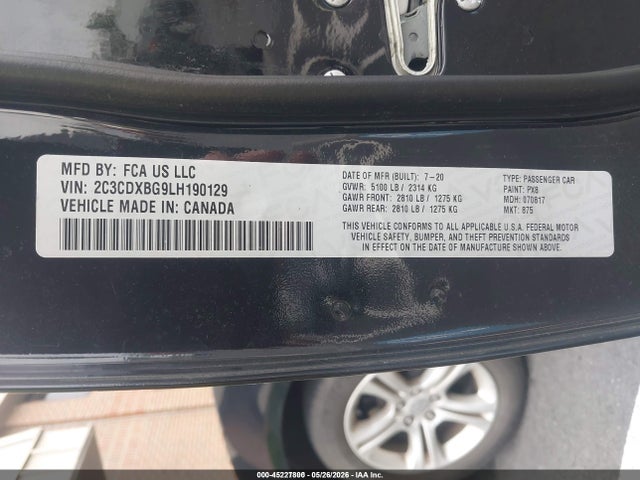 Aukcja sprzedaży 2020 Dodge Charger Sxt Rwd, vin: 2C3CDXBG9LH190129, numer aukcji: 45227800