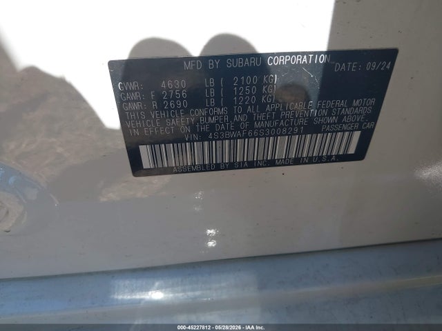 45227812 :رقم المزاد ، 4S3BWAF66S3008291 vin ، 2025 Subaru Legacy Premium مزاد بيع