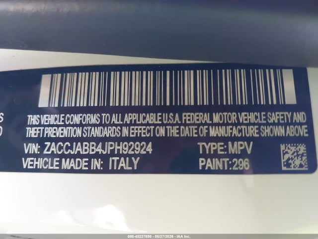 ZACCJABB4JPH92924 Jeep Renegade Latitude Fwd