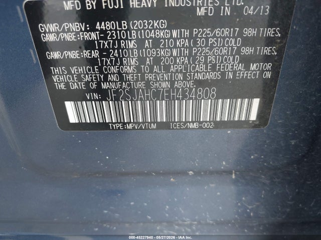 JF2SJAHC7EH434808 Subaru Forester 2.5i Limited