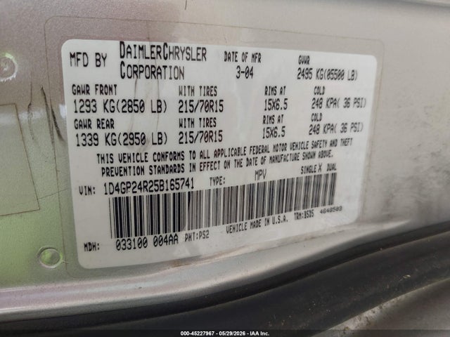 Продаж на аукціоні авто 2005 Dodge Grand Caravan Se, vin: 1D4GP24R25B165741, номер лоту: 45227967