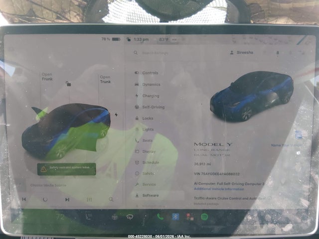45228030 :رقم المزاد ، 7SAYGDEE4PA086032 vin ، 2023 Tesla Model Y Awd/long Range Dual Motor All-wheel Drive مزاد بيع