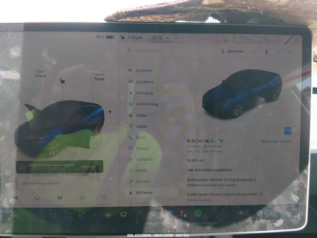 45228030 :رقم المزاد ، 7SAYGDEE4PA086032 vin ، 2023 Tesla Model Y Awd/long Range Dual Motor All-wheel Drive مزاد بيع