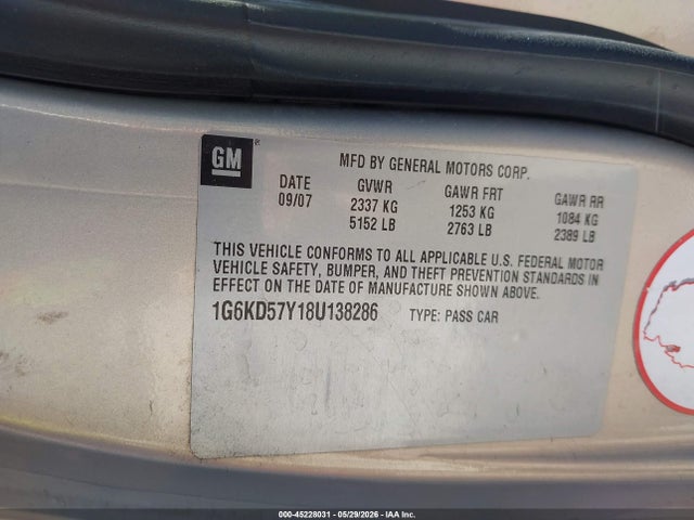 Aukcja sprzedaży 2008 Cadillac Dts 1sa, vin: 1G6KD57Y18U138286, numer aukcji: 45228031