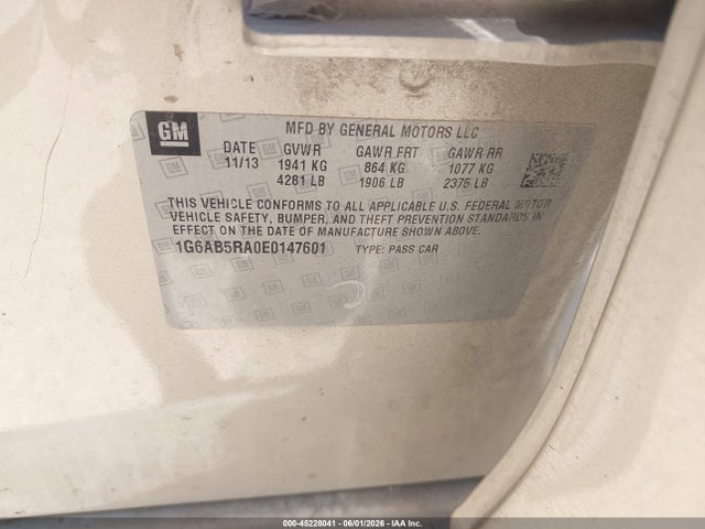 Продаж на аукціоні авто 2014 Cadillac Ats Luxury, vin: 1G6AB5RA0E0147601, номер лоту: 45228041